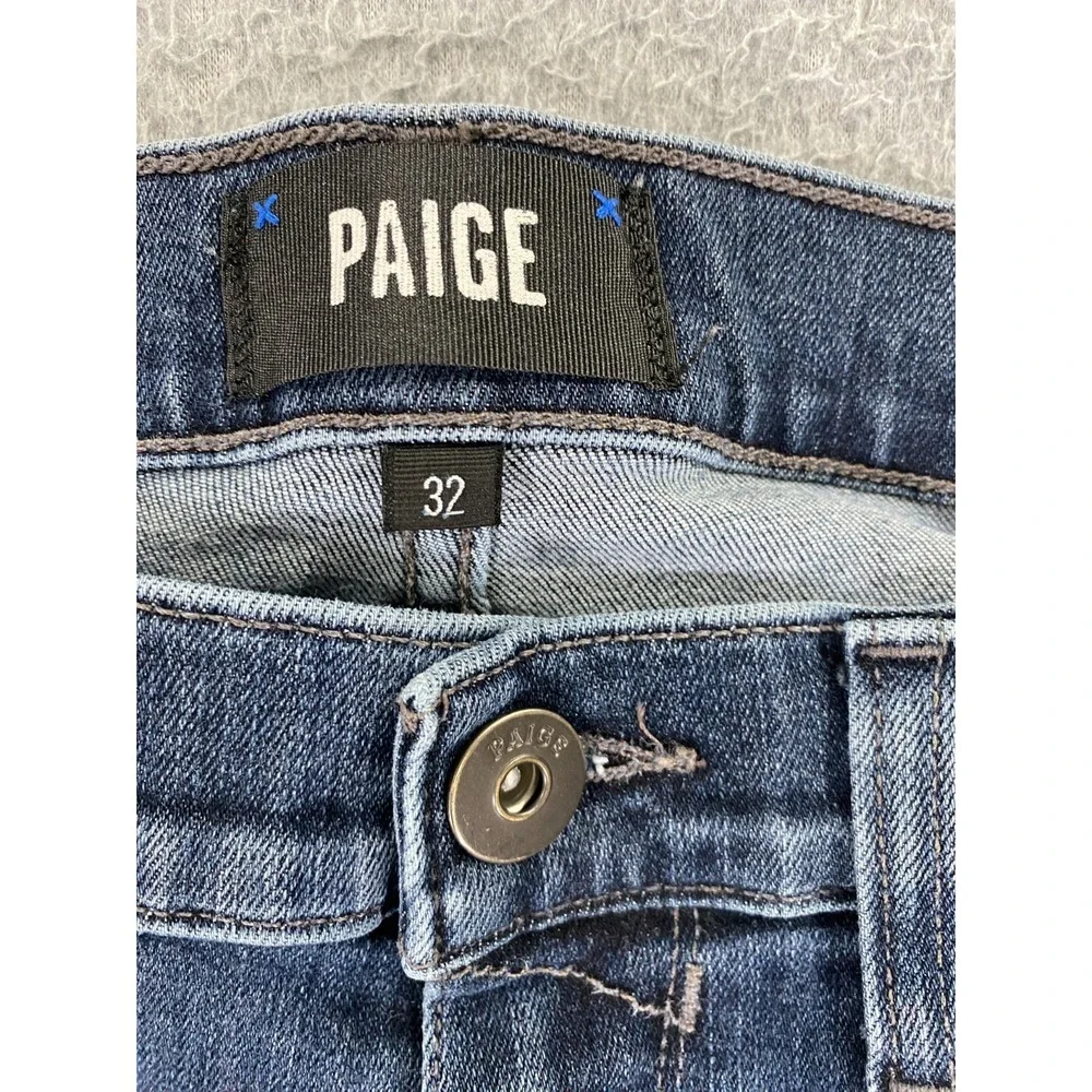 Paige Federal Jeans Mens 32x27 Blue Slim Straight Leg Denim Whiskered Stretch‎